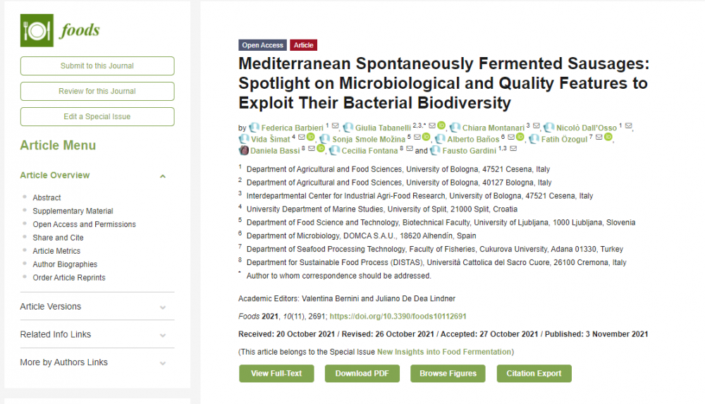 New manuscript from BioProMedFood in FOODS